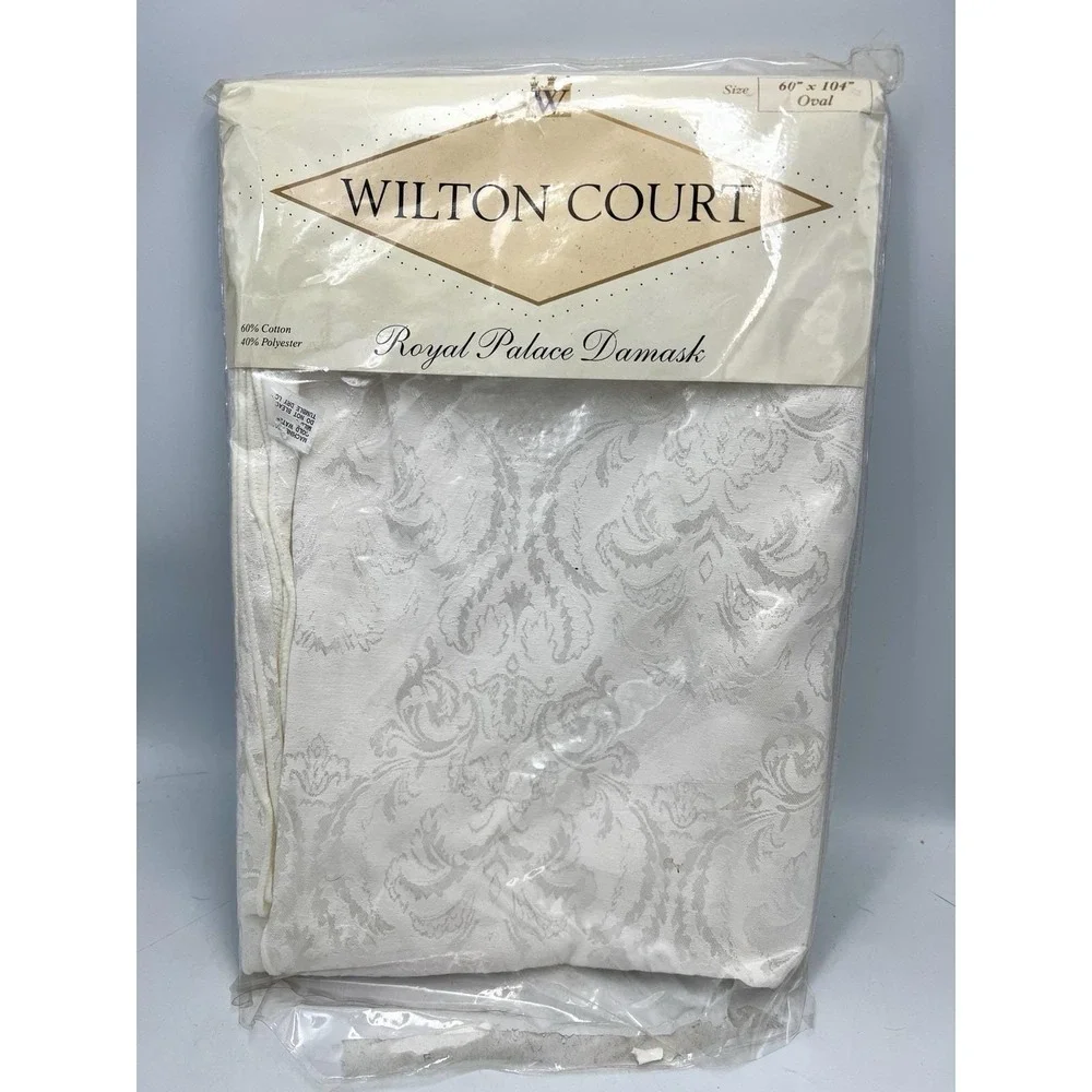 Vintage Wilton Court Royal Palace Damask Tablecloth, 60